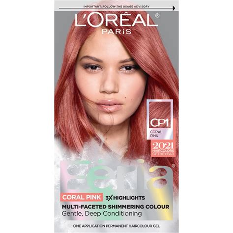 L'Oreal Paris Feria Dye Kit, Permanent Hair Color, Coral Pink CP1 ...