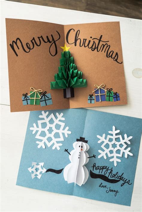 DIY Pop Up Christmas Cards (2 Ways) | Tree Card & Snowman Card ...