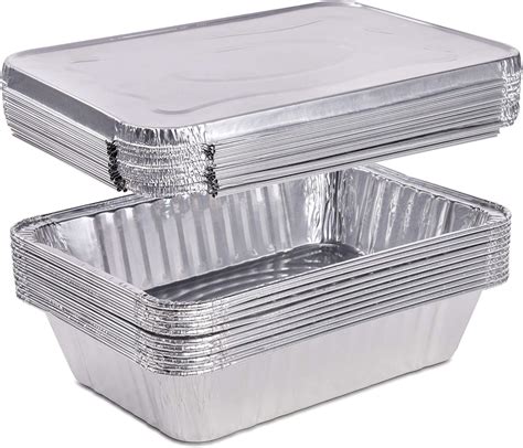 2 ¼ Pounds Disposable Aluminum Foil Pans with Lids | Oblong Cookware ...