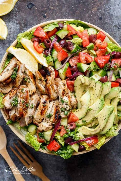 Grilled Lemon Herb Mediterranean Chicken Salad - Cafe Delites