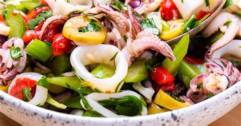 Italian Calamari Salad - Easiest Seven Fishes Appetizer - Sip and Feast