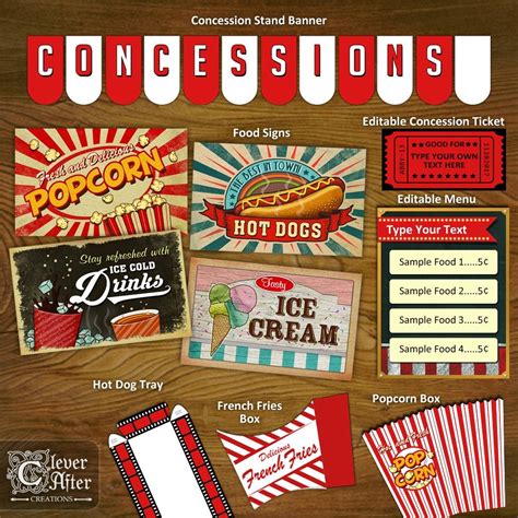 Concession Stand Printables Concessions Party Decorations | Etsy - Free ...