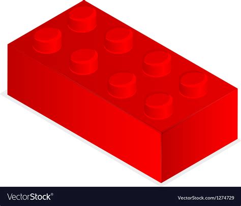 Lego red plastic building block Royalty Free Vector Image