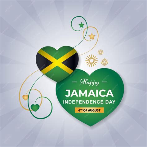 Premium Vector | Jamaica heart flag for independence day