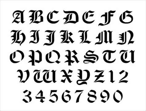 OLDE TIME Alphabet Stencil 1 Inch Old English Gothic Font Set Letters ...