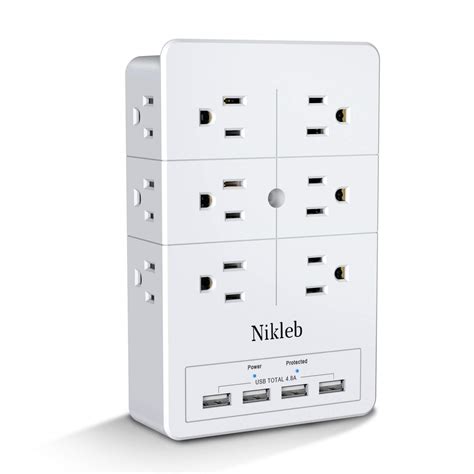 Multi Plug Outlet Surge Protector Nikleb, 12 Electrical Outlet Extender ...