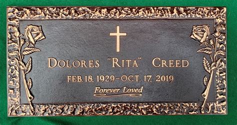 Flat Bronze Grave Marker Standing Rose Rock Edge Design - Etsy