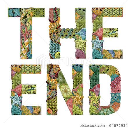 Words THE END. Vector decorative zentangle object - Stock Illustration ...