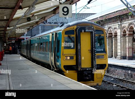 Class 158 DMU 158818 in Arriva Trains livery at crew station england uk ...