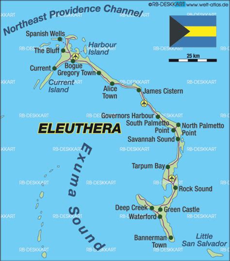 Map of Eleuthera (Island in Bahamas) | Welt-Atlas.de