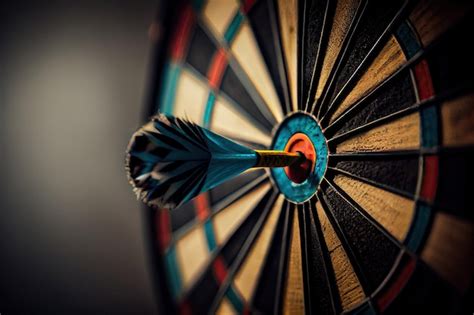 Premium Photo | A dart board with a gold arrow pointing to the right.