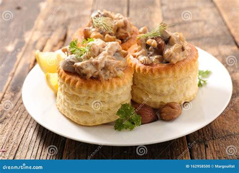 Vol Au Vent, Puff Pastry with Mushroom, Chicken Stock Photo - Image of ...