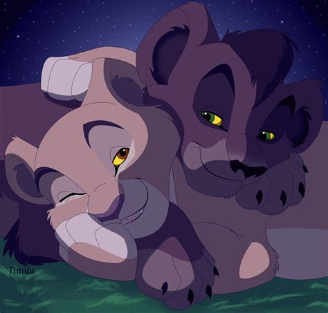 Kovu and Kiara Cuddle by Timitu on DeviantArt