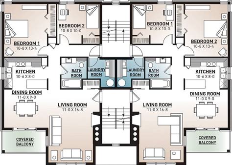 8 unit, 2 bedroom, 1 bathroom Modern Apartment House Plan 7855 - 7855