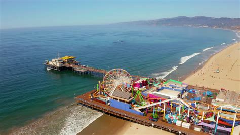 Aerial View Of Santa Monica Pier In Santa Stock Footage SBV-337707379 ...