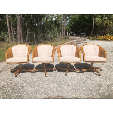 Vintage Boho Chromcraft Wicker Dining Table and Swivel Chairs on ...