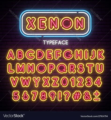 Neon light alphabet retro font type letters Vector Image