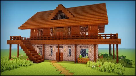 Minecraft: How to build a dark oak wooden house - YouTube