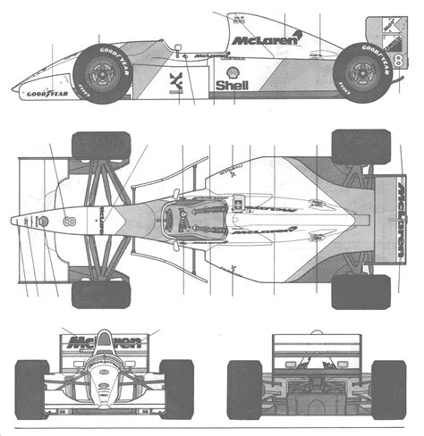 McLaren MP4/8 Blueprint - Download free blueprint for 3D modeling ...