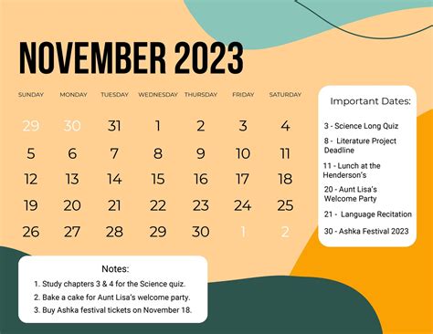 November 2023 Calendar Design - Get Latest Map Update