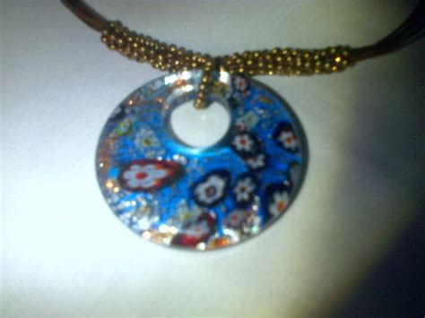 Blue toned murano glass pendant and beaded necklace