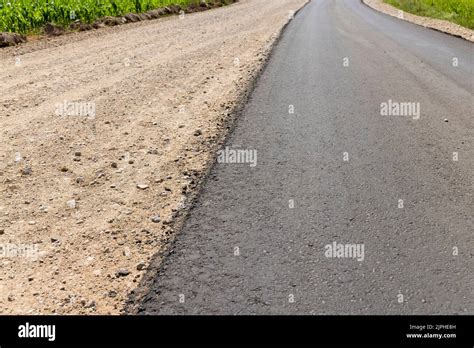 paved road for car traffic, construction of a new paved road for ...