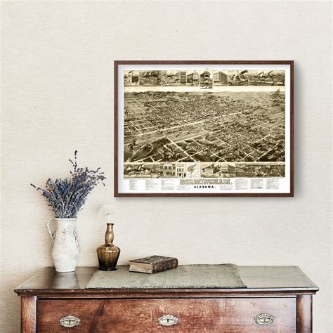 Vintage Map of Birmingham, Alabama 1885 by Ted's Vintage Art