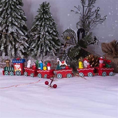 St Helens Red Wooden Christmas Train Set Decoration | Wilko