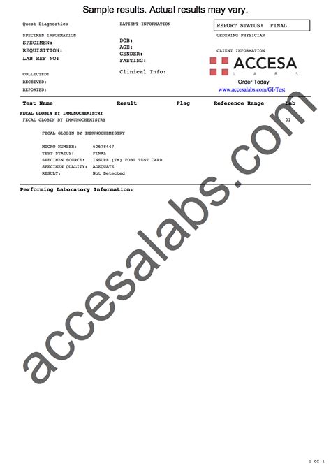 Fecal Occult Blood Test - Fecal Globin by Immunochemistry | Accesa Labs