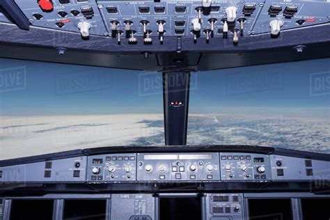 Interior of airplane cockpit - Stock Photo - Dissolve