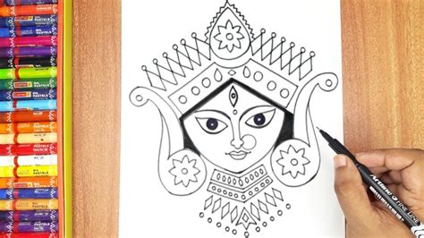 How To Draw Durga Maa Easy ~ Durga Drawing Maa Draw Devi Beautiful ...