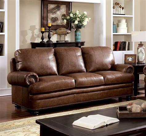 CM6318-SF Dark Brown Top Grain Leather Match Sofa Couch - Luchy Amor ...