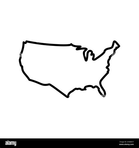 USA line map America outline icon. Vector line art USA silhouette state ...