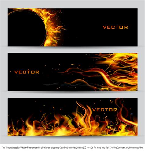 Fire Banner Vector Set