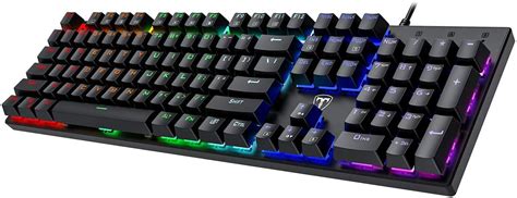 PICTEK Full Size Mechanical Gaming Keyboard, Rainbow Backlit Ultra-Slim ...