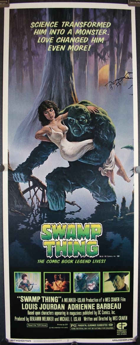 SWAMP THING, Original Insert Movie poster starring Adrienne Barbeau ...