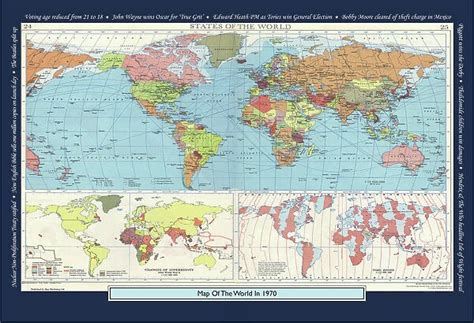 Historical World Events map 1970 UK version #19949405 Canvas