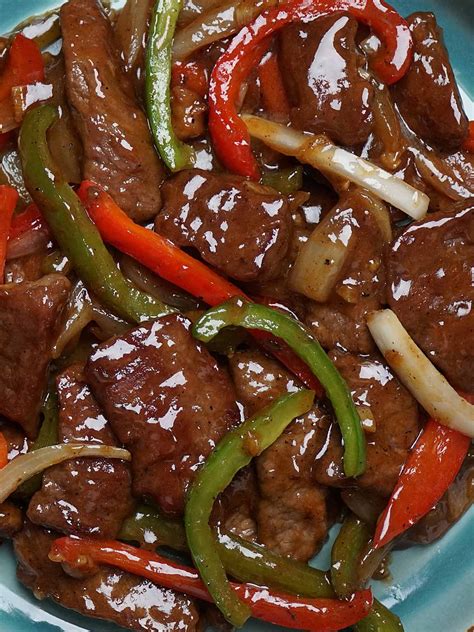 Chinese Pepper Steak Stir Fry Recipe with tender beef slices, bell ...