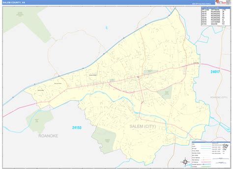 Salem County, VA Zip Code Wall Map Basic Style by MarketMAPS