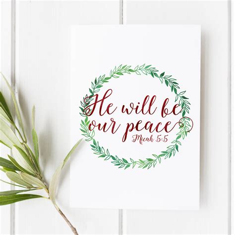 Micah 5:5 - He will be our peace - Christmas Print - Bible Verse Print ...