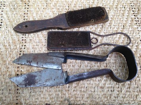 Antique Sheep Shearing Tools Primitive Wool Hand Carding