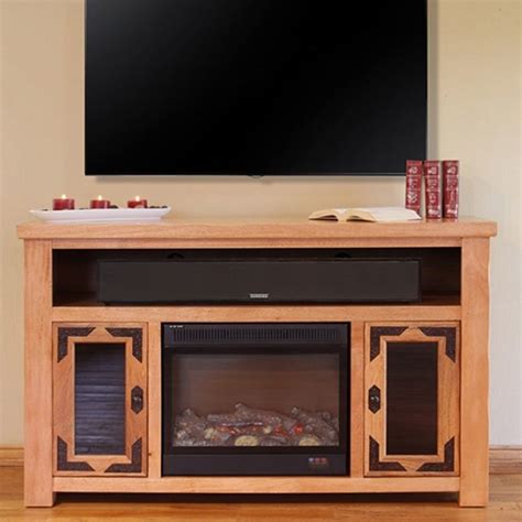 Rustic TV Stand W/ Electric Fireplace, TV Stand W/ Fireplace