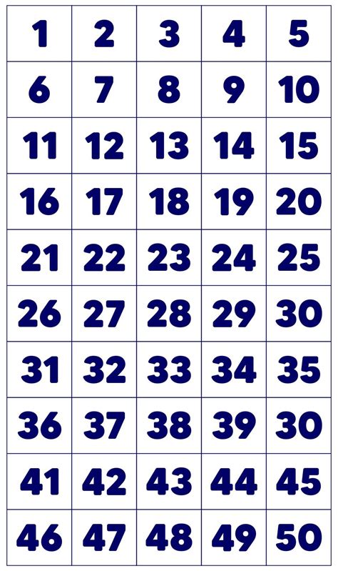 Free Large Printable Numbers 1 50 - Printable Form, Templates and Letter