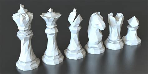 3D Printed Faceted Chess Set by Thomas Davis | Pinshape