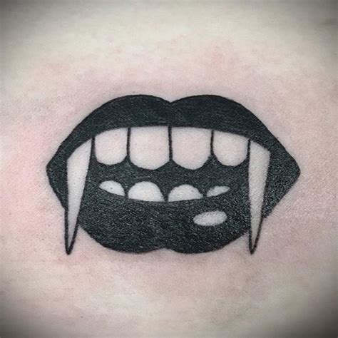 Vampire Lips Flash Tattoo in Black by K Lenore | Witch City Ink