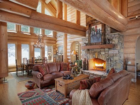 Log Cabin Living Rooms and Great Rooms - North American Log Crafters