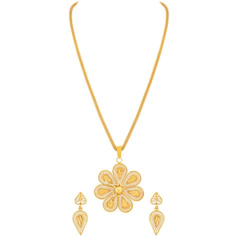 Asmitta Floral Design Gold-toned Pendant Set: Buy Asmitta Floral Design ...