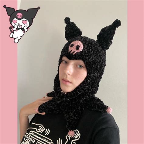 Handmade crochet Kuromi balaclava 💕 One of a kind... - Depop