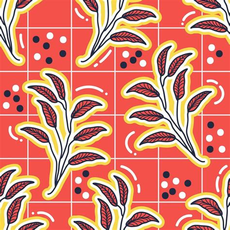 Seamless Floral Pattern in Retro 90s Style. Cute Botanical Contemporary ...