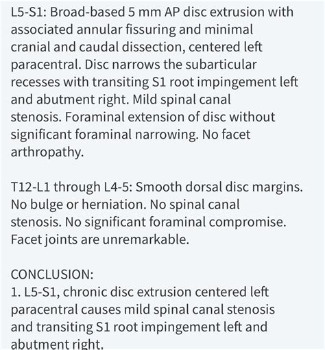 L5-S1 MRI Results - broad based extrusion : r/Sciatica